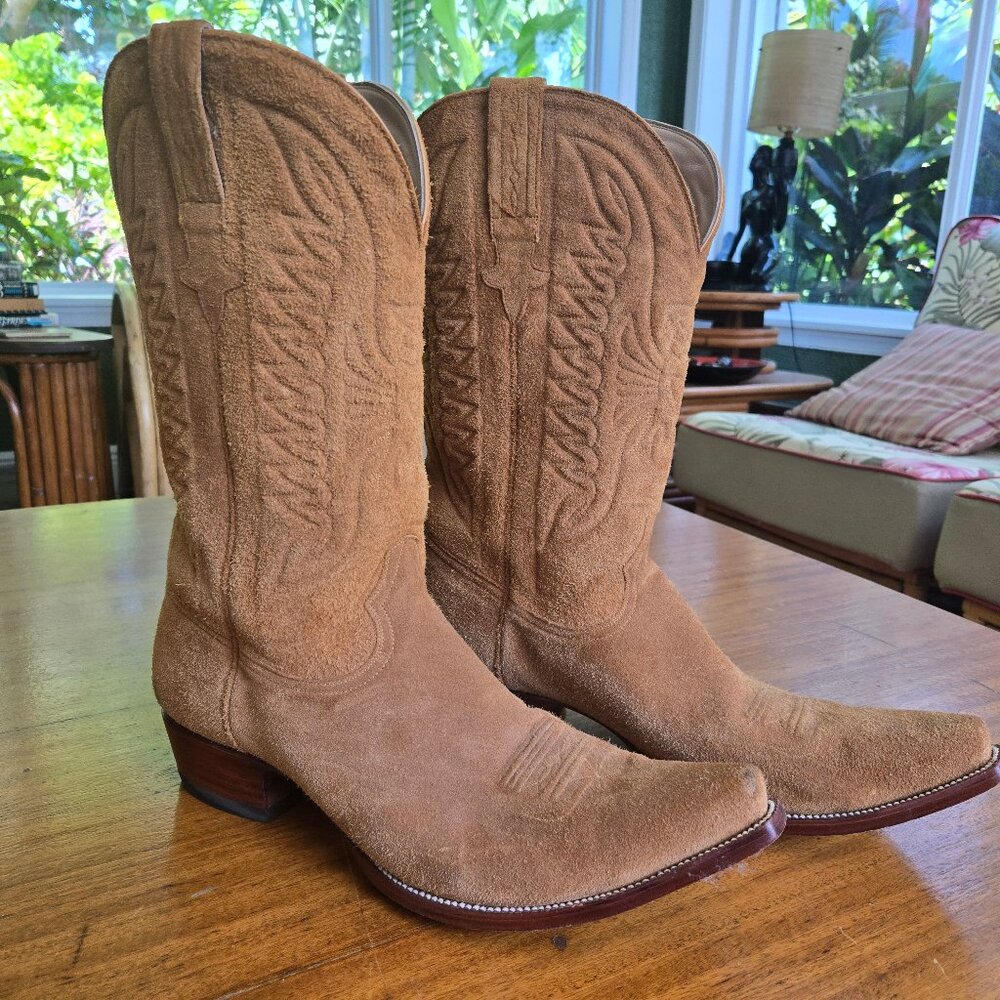 Heritage Boot Co. Snip Toe Suede Cowboy Boots - Picture 3 of 6